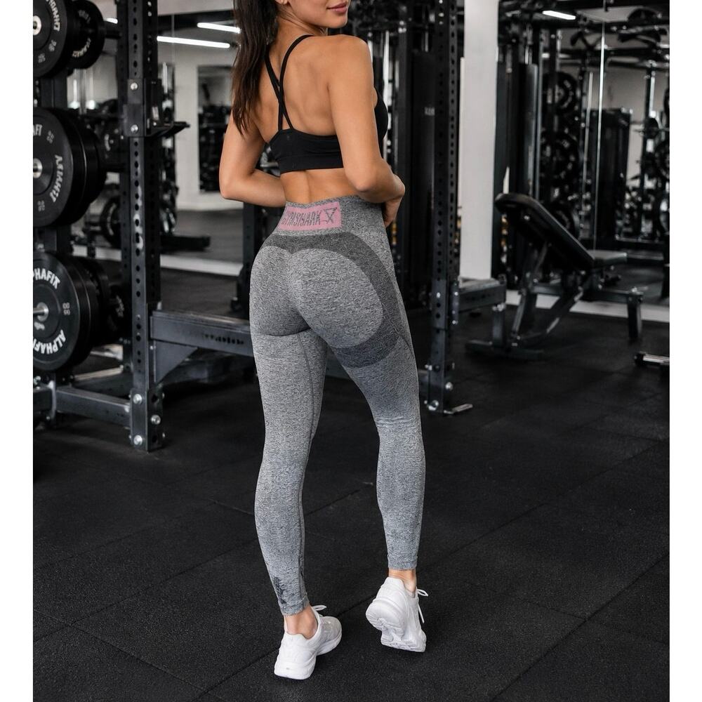 Gymshark Seamless High Waist Leggings Gray Pink Logo Women’s XS/S Activewea